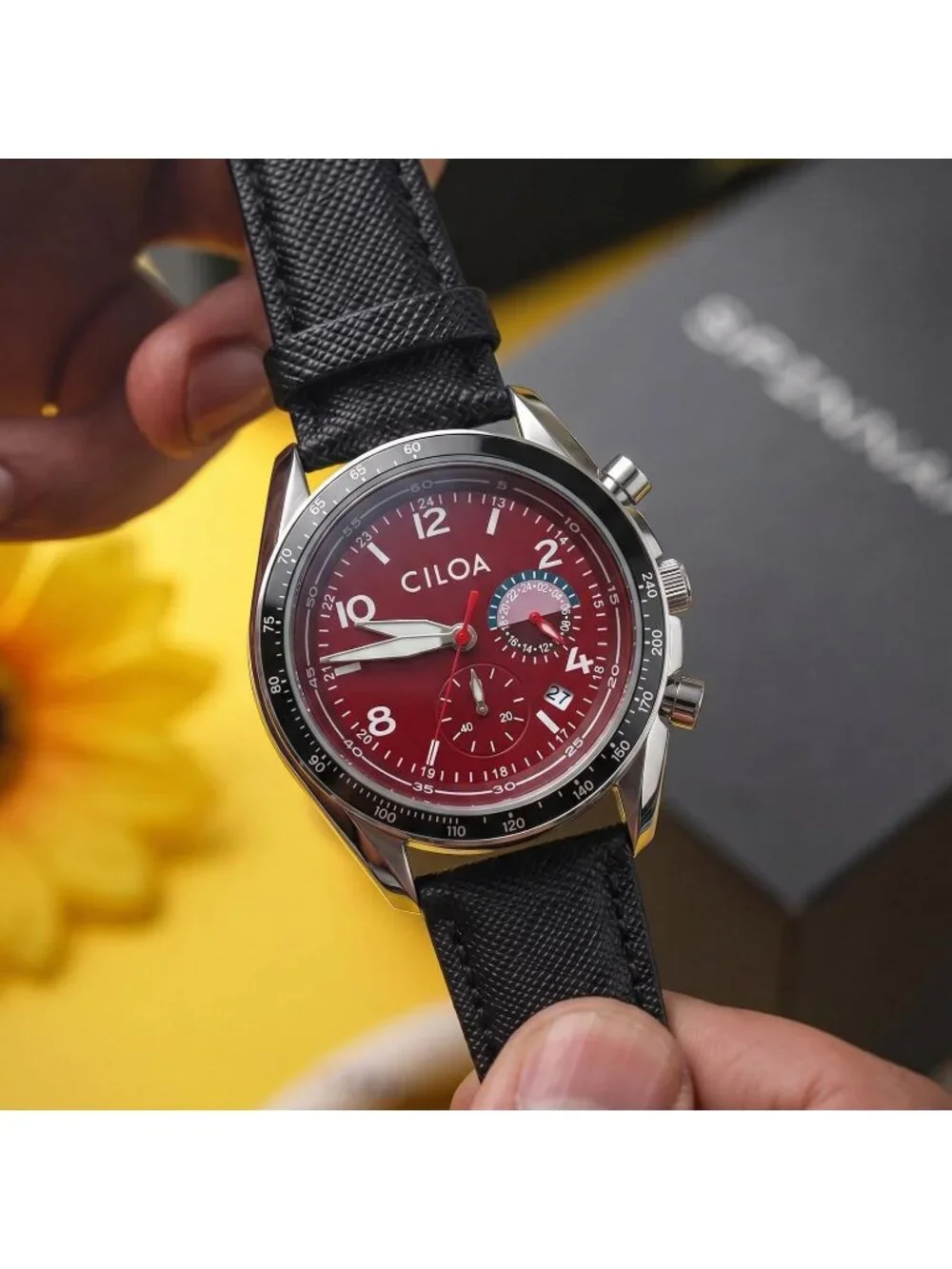 Men's Red Chronograph Classics Waterproof Sport Casual Business Wrist Watch
